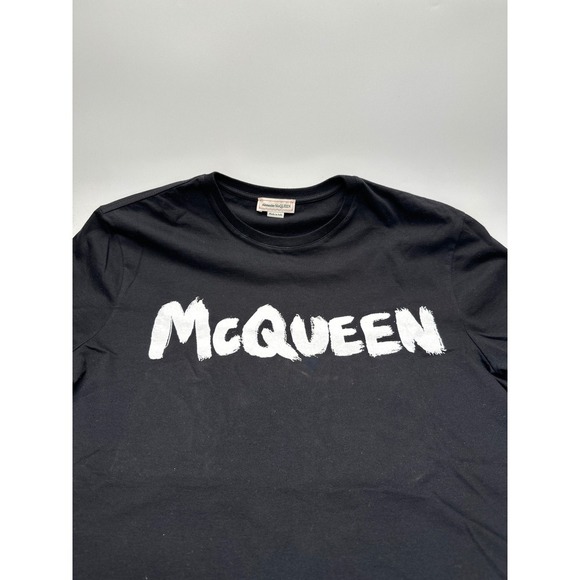 Alexander McQueen T-Shirt Mens Medium Black Graphic Logo Italy Designer - Picture 3 of 9